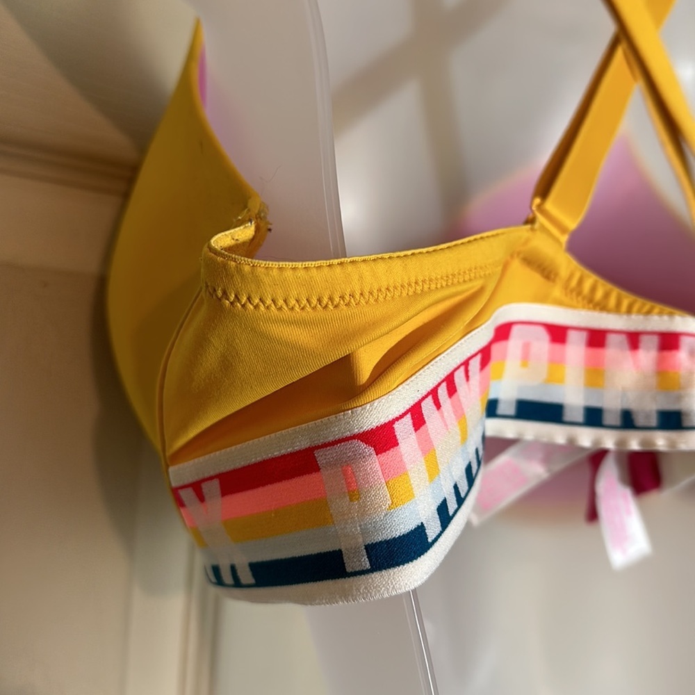 PINK Victoria's Secret Yellow Wear Everywhere T-Shirt Lightly Lined Bra 36D - Picture 11 of 16